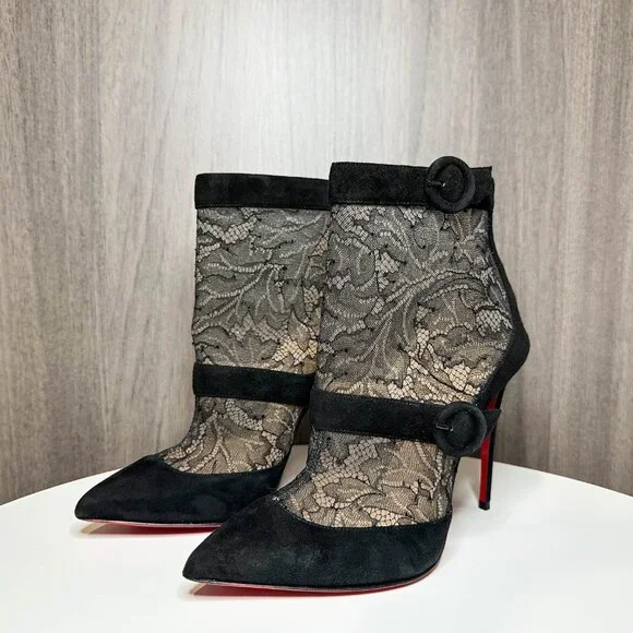 Louboutin Boteboot Suede and Lace Ankle Boots - Picture 2 of 10
